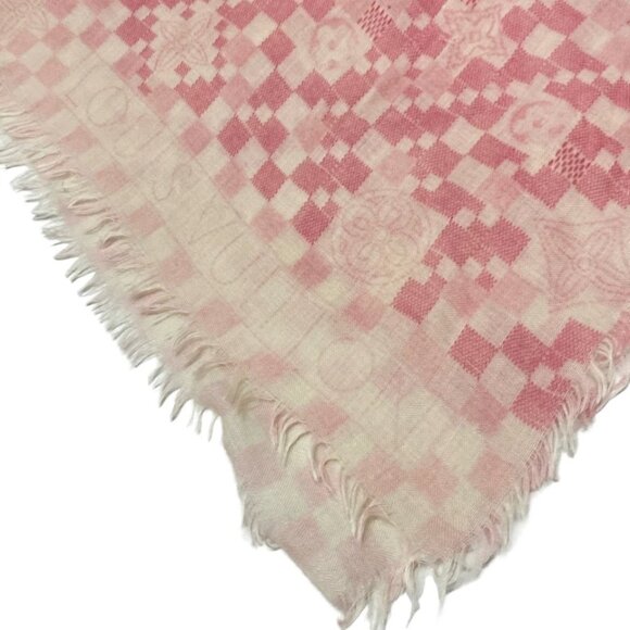 LOUIS VUITTON - Cream Light Pink Pink Unconfirmed Scarf Cashmere Silk 366-080725 - Picture 8 of 10